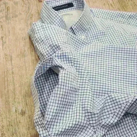 Columbia PFG Omnishade Super Tamiami, Checkered Blue/white, Men's Small - Picture 9 of 9